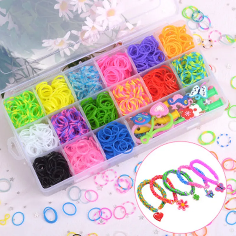 

4400pcs Rubber Loom Band Set Rainbow Elastic Band Braided Bracelet Ponytail Fixer DIY Material Set Handmade Toys Gift for Girls