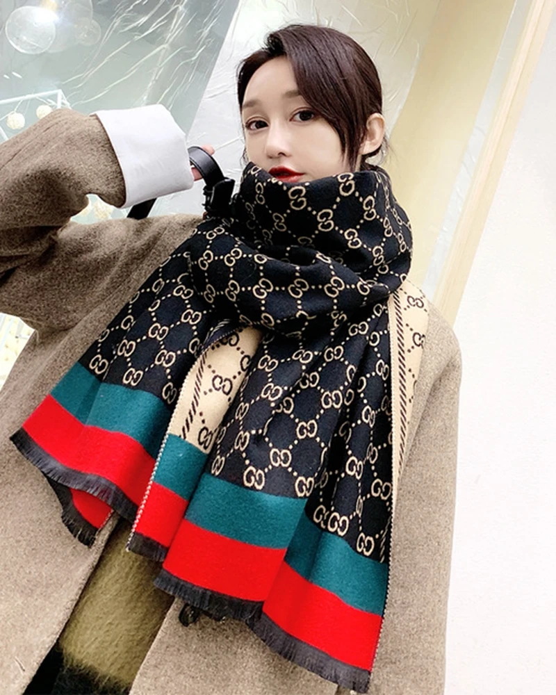 New autumn and winter fashion warm cashmere scarf Women imitation cashmere thickening soft warm long paragraph shawl Daily scarf - Цвет: style 5