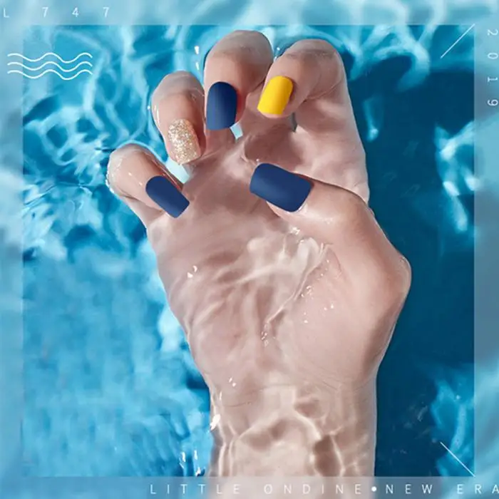 Multicolor Finished DIY Fake Nails with Glue Full Cover Square Patches Removable Repeated Use Of Fake Nail Patches False Nails