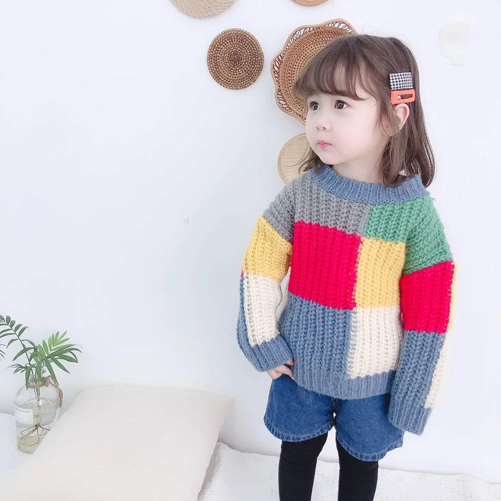 LOOZYKIT/Коллекция года; сезон зима-весна; свитер в Корейском стиле для родителей и детей; разноцветная Рождественская Одежда для маленьких девочек; Семейные комплекты