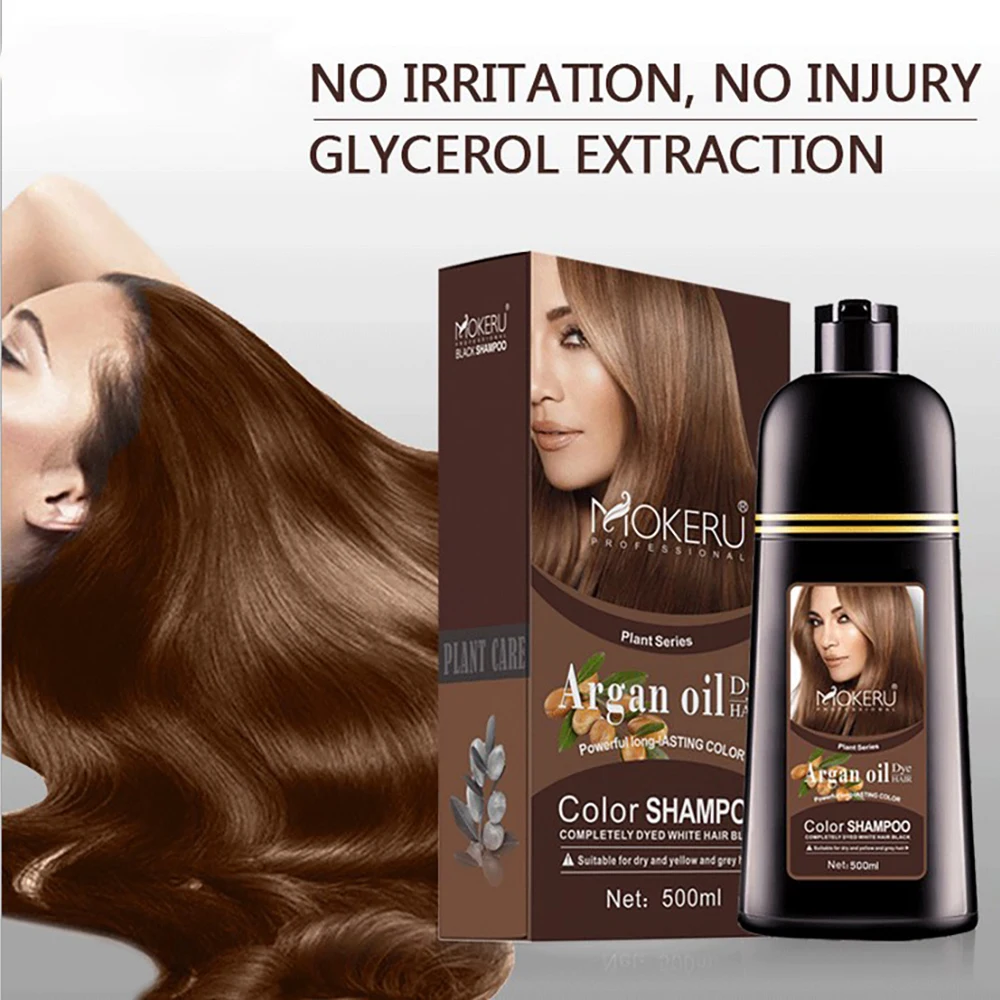 500ml Plant Extract Color Shampoo Argan Oil Hair Dye Permanent Long Lasting Hair Dye Shampoo For Men Women Professional Hair Dye