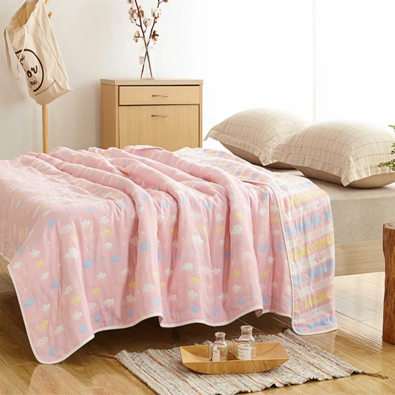 100 Cotton Washing Gauze Towelling Coverlet/blanket/throw (maze Plaid