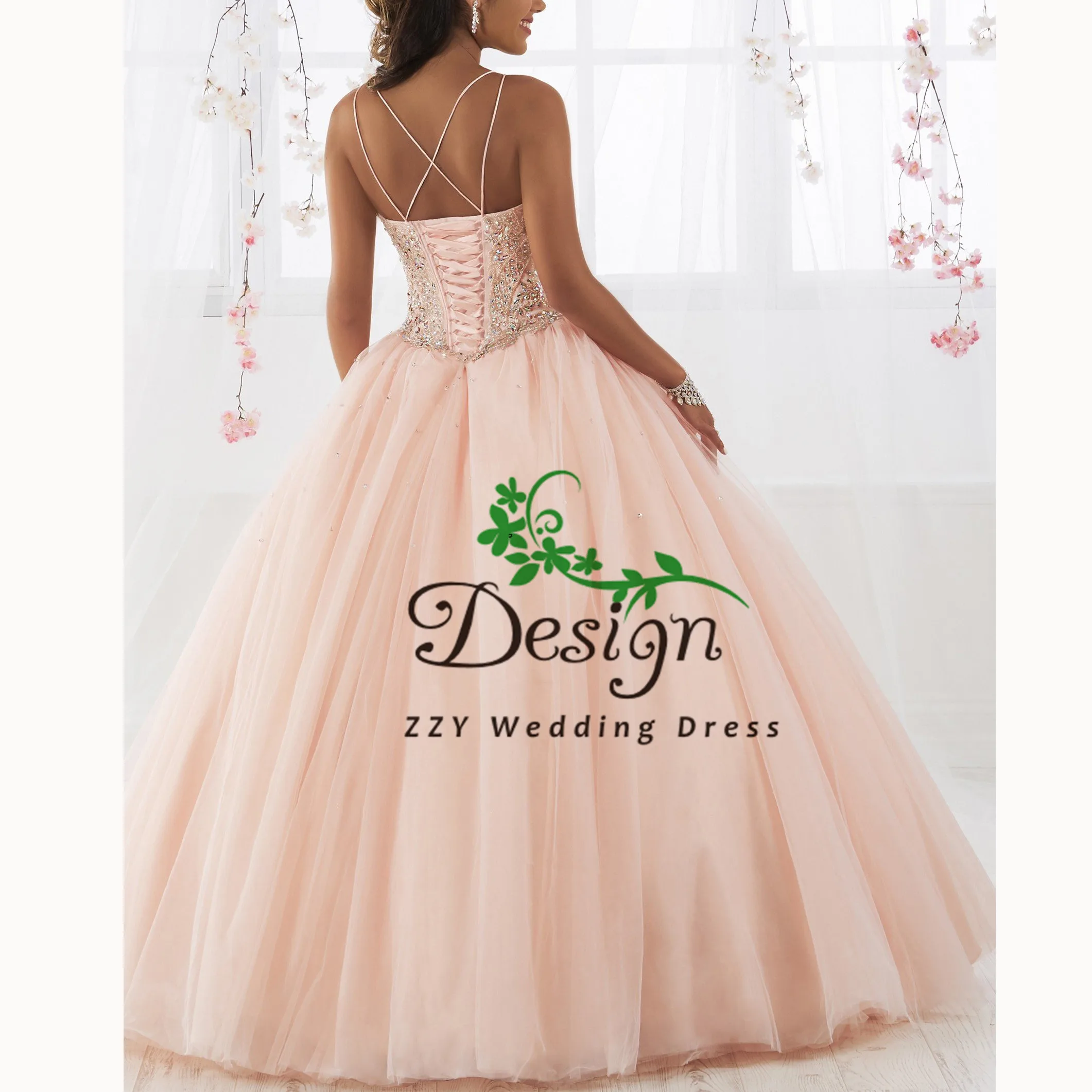 Vestidos De Quinceaneras платье-спагетти на бретельках с милым вырезом и розовыми тюлевыми кристаллами, винтажное Пышное Платье с аппликацией