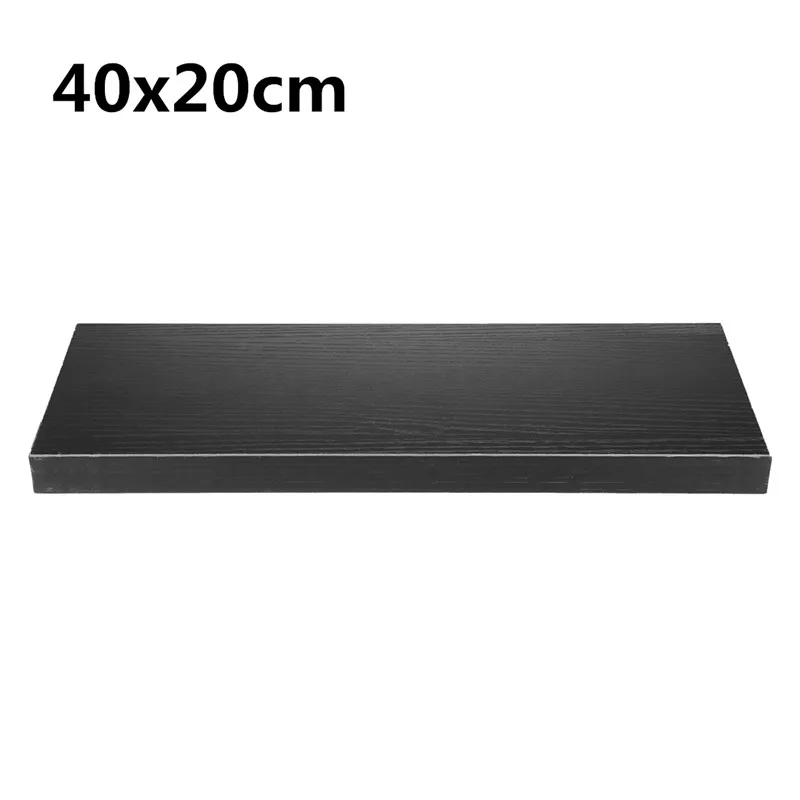 Black 40x20cm Прямоугольные книжные шкафы полка из цельного дерева стеллаж для хранения настенные декоративные книжные полки для декора гостиной органайзер для мелочей - Цвет: Black 40x20cm