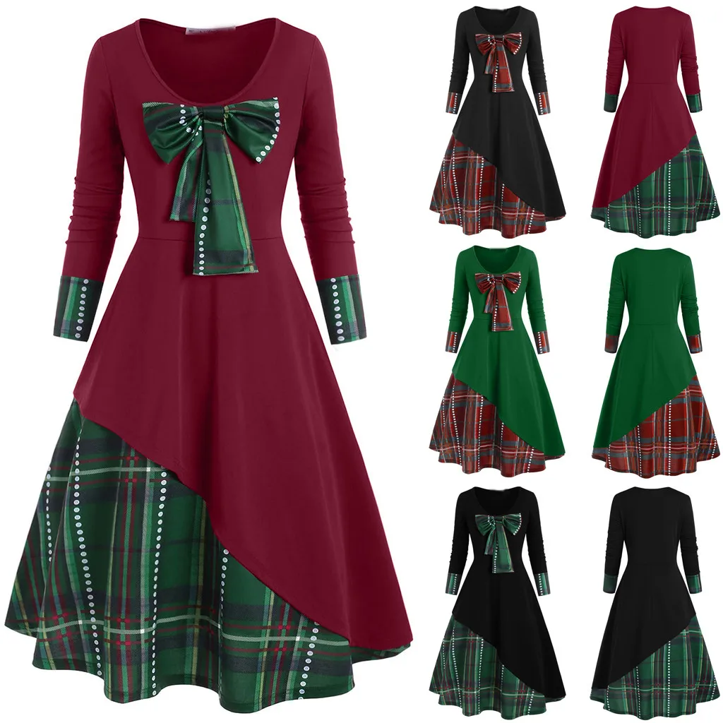 Модное рождественское платье для женщин большие размеры вечернее с длинным