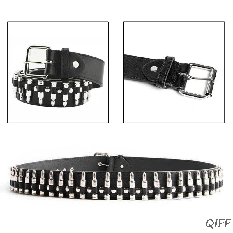 Fashion Ladies Men Punk Imitation Leather Belt Hollow Rivet Wild Waistband