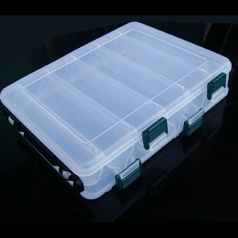 Portable Double-layers 12 Compartments Bait Lure Plastic Storage Box Fishing Multifunctional Tackle Organizer Fishing Boxes