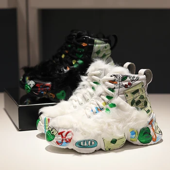 

Prova Perfetto Fashion New Coming Women Flat Sneakers Multicolor Comfort Fashion Warm Genuine Leather With Fur Winter Sneakers