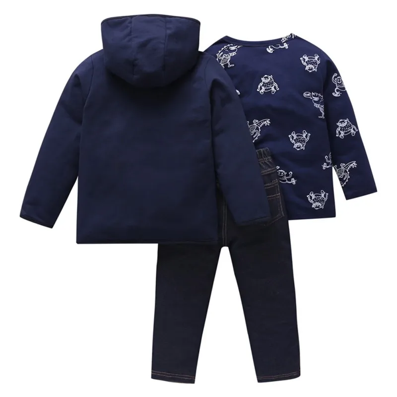 Three-Piece Long-Sleeved Pants Hooded Zipper Jacket Boys And Girls Cartoon Top Trousers New Children\\\'s Sets
