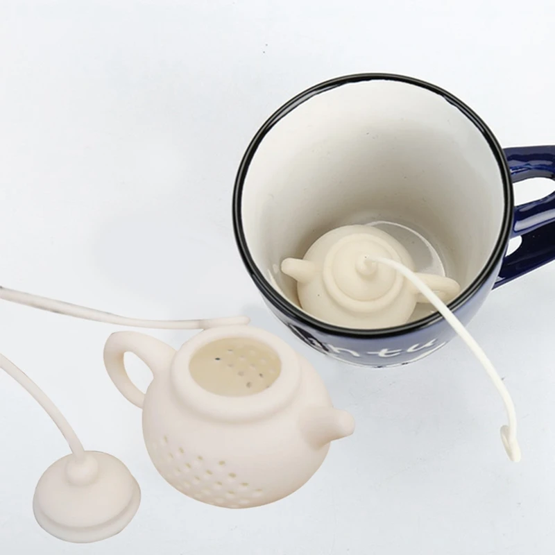 

Creative Silicone Tea Bag Tea Pot Shape Tea Filter Safely Cleaning Infuser Tea Tool-White