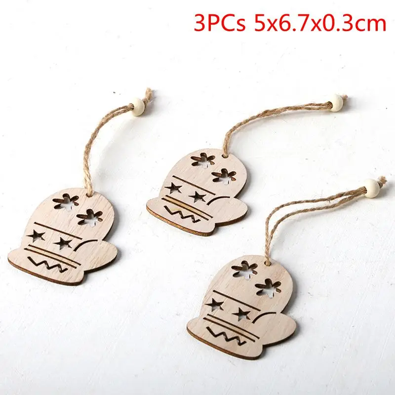 3PCs m DIY рождественская елка звездный колокол Деревянные Подвески, украшения орнамент с рождественской елкой DIY деревянные поделки дети подарок на год украшение дома - Цвет: 3PCs m