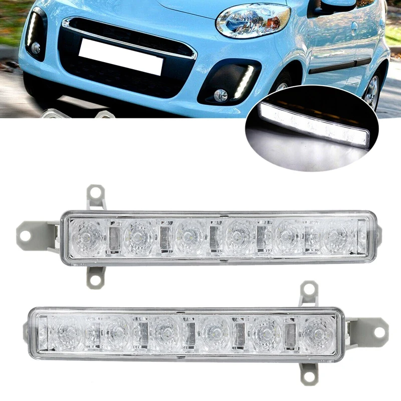 9677409380 9802795580 2X автомобиля 6LED дневные ходовые огни светильник DRL для Citroen C1 06-17 C3 15-19 PG2044330