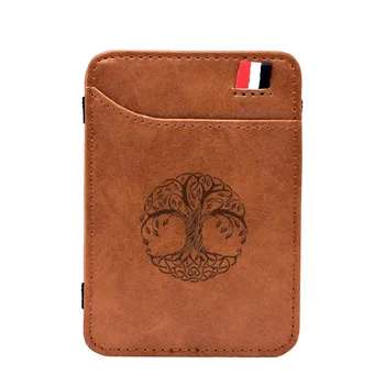 

Tree of Life Design Leather Fashion Magic Wallets Cool Small Men Money Clips Card Wallet Thin Cash Holder Coin Purse Gift