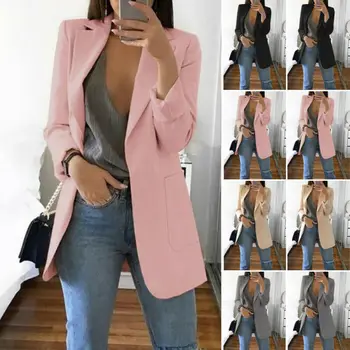 

Women Slim Casual Jacket Top Outwear Long Sleeve Career Formal Tunic Coat
