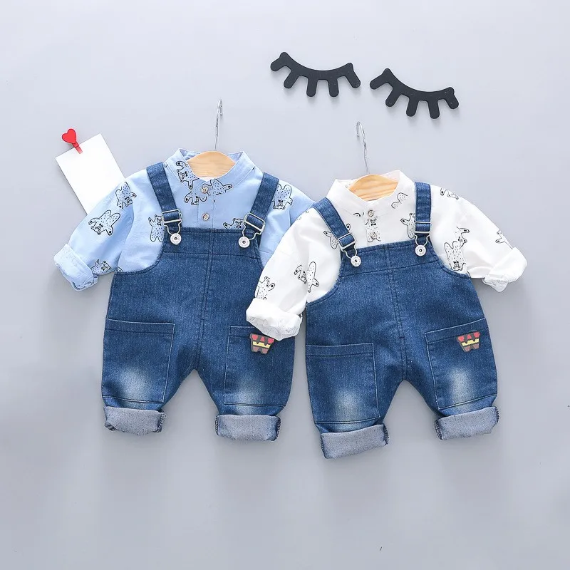 Bebes Одежда для новорожденных из хлопка футболка с джинсовым комбинезоном одежда для маленьких мальчиков летняя детская одежда