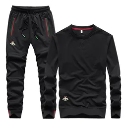 Survêtement deux pièces brodé à la mode pour hommes, col rond, à manches longues, décontracté, survêtement, Streetwear, Gym, automne, 2021 