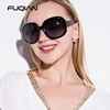 FUQIAN-lunettes de soleil rondes polarisées pour femmes, Design élégant, grandes lunettes de soleil en plastique, Simple, à la mode, UV400 ► Photo 2/5