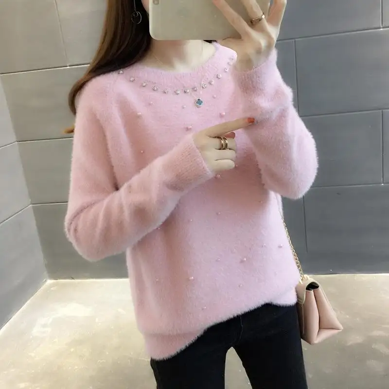 2019 осень и зима новый водный бархатный пуловер свитер женский Корейская версия