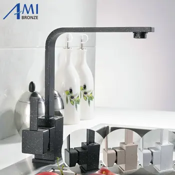

Newly Quartz Brass Kitchen Faucet Bathroom Sink Basin Faucets Mixer Tap Faucet 360 Swivel Crane Taps 3 Color