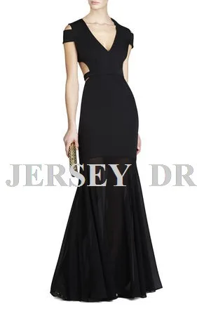vestidos formales Макси Черное длинное с v-образным вырезом рыбий хвост плюс сексуальное элегантное вечернее платье с открытой спиной платья подружки невесты