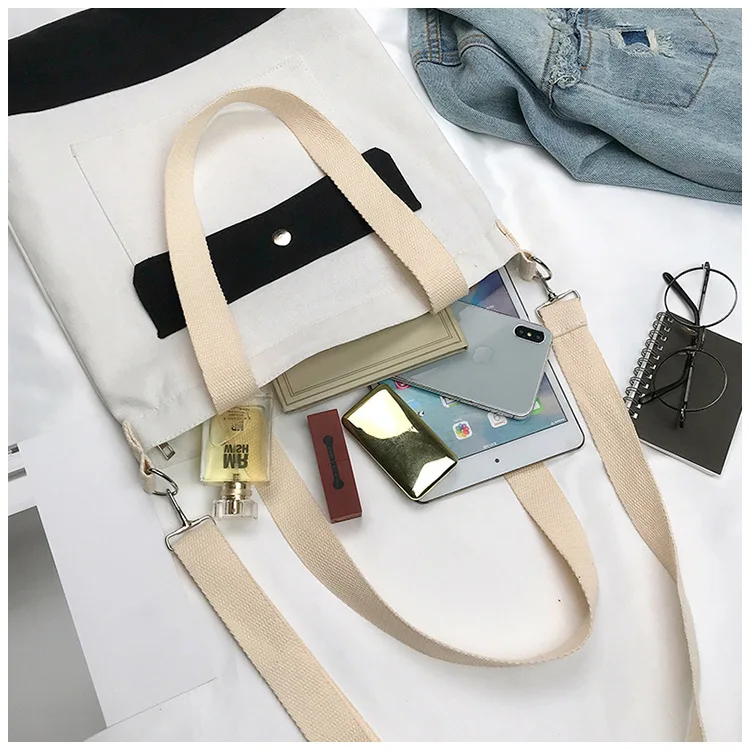 New Style Canvas Bag Women's Shoulder Joint Shoulder Cross-body Versitile Fashion Women’s Canvas Handbag Shopping Bag