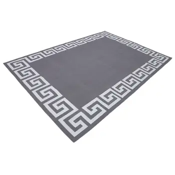 

186x270 Cm Grey Handmade Dhurrie Rug-6x9 Ft