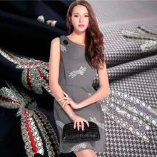 100x145 см бант и мини четырехлистный принт полиэстер парча жаккардовая ткань для женщин платье юбка брюки и костюм DIY шитье