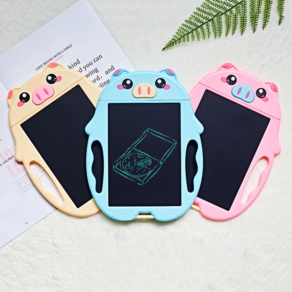 Детская доска для рисования граффити с изображением поросенка из мультфильма, 9 дюймов, ЖК-дисплей, доска для рисования граффити, блокнот, обучающая детская игрушка