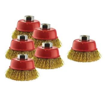 

6pcs 0.3mm 65mm Wire Cup Brush / Wheel For Angle Grinder Crimped Brass Coat