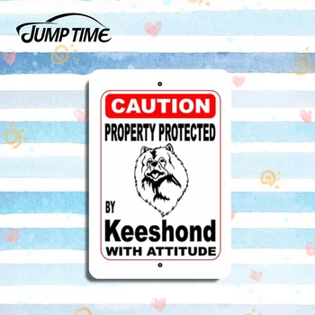 

Jump Time 13cm x 8.6cm Property Protected By Keeshond Dog Breed with Attitude Sign Car Stickers Vinyl Decal Truck Window Laptop