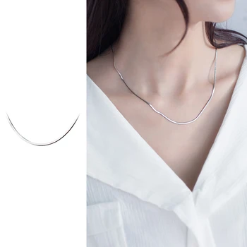 

Mocanie Simple Fashion Snake Bone Chain Necklace for Women 925 Sterling Silver Minimalism Style Necklace Fine Jewelry Girl Gift
