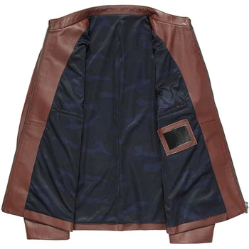 

Men's Leather Jacket 100% Cowhide Leather Coat Genuine Cow Leather Jacket Men Spring Autumn Brown Coats ZTS-19026