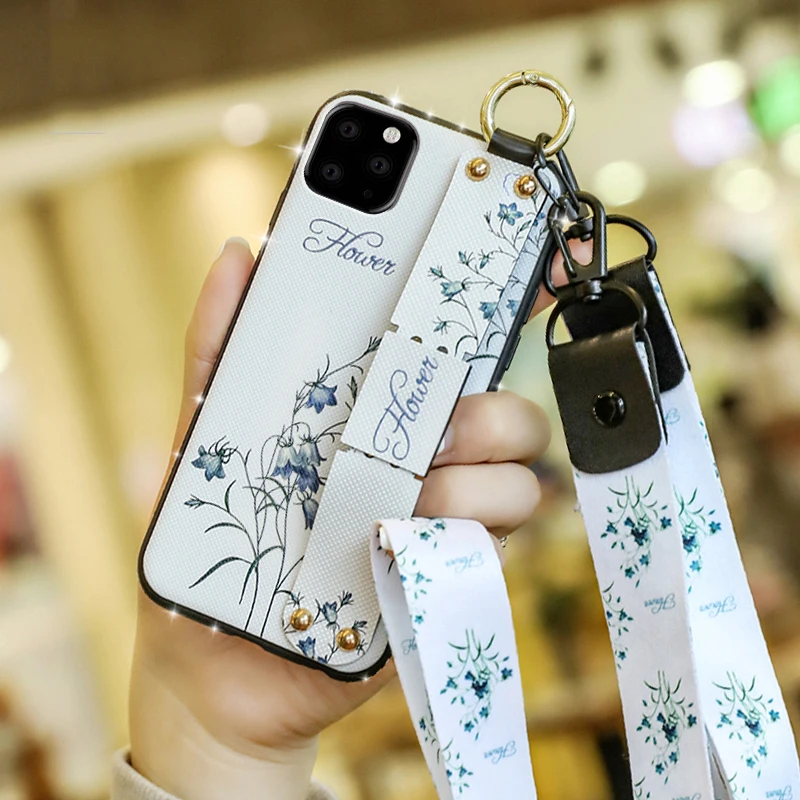 

For iPhone 12mini Case Lanyard Wrist Strap Phone Case For iPhone 12 11 11Pro Max XR XS Max 6S 8 7 Plus SE2020 Diamond Cover