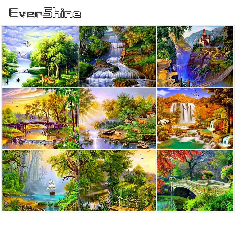 EverShine Scenery Paintings Diamond Embroidery Sale 5D DIY Painting Full Round Cross Stitch Mosaic Landscape Home Decor | Дом и сад