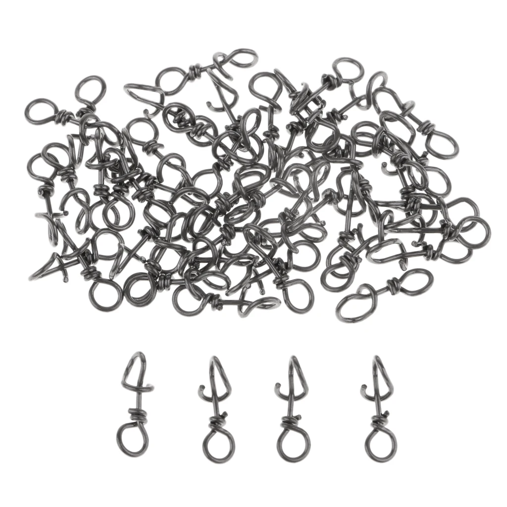 50x High Strength Stainless Steel Quick Lock Fishing Snaps Clips Swivels