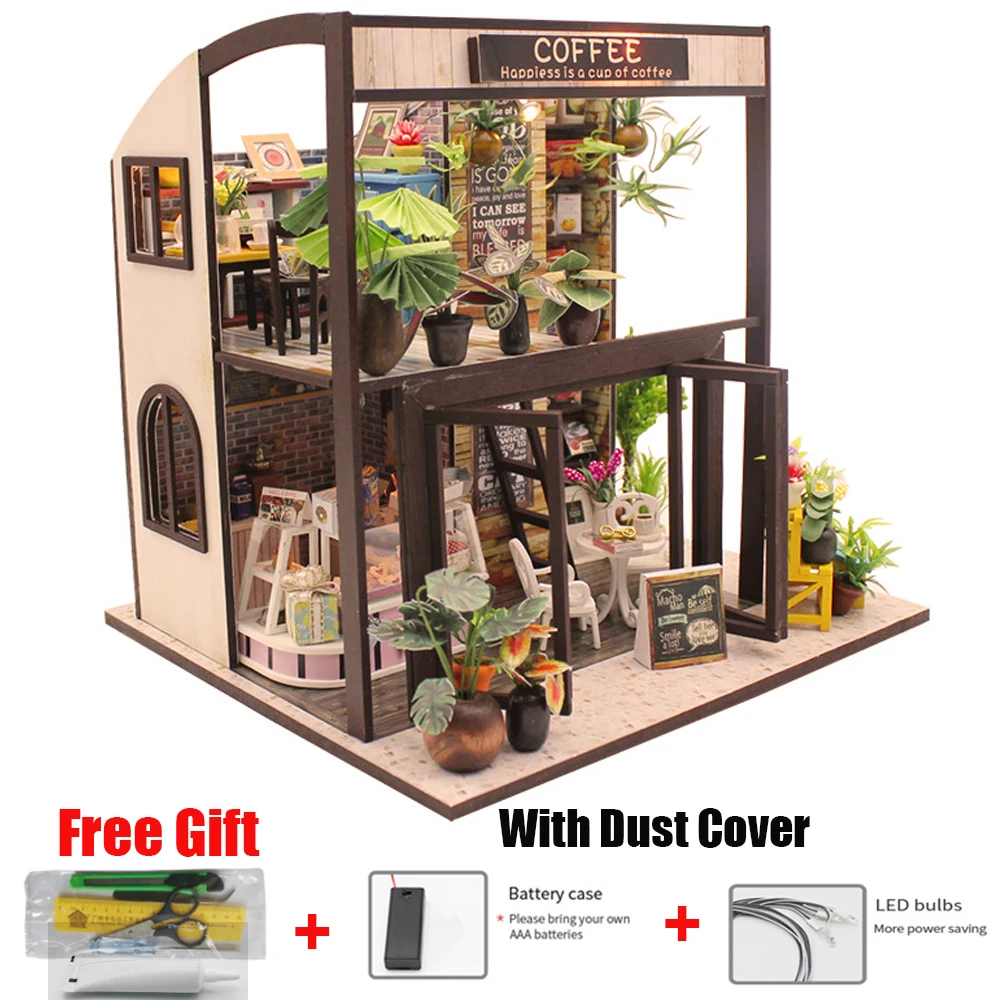 Handmade DIY Doll House kit Wooden House for dolls Toys girls room miniature building kit furniture dollhouse home Birthday Gift 34