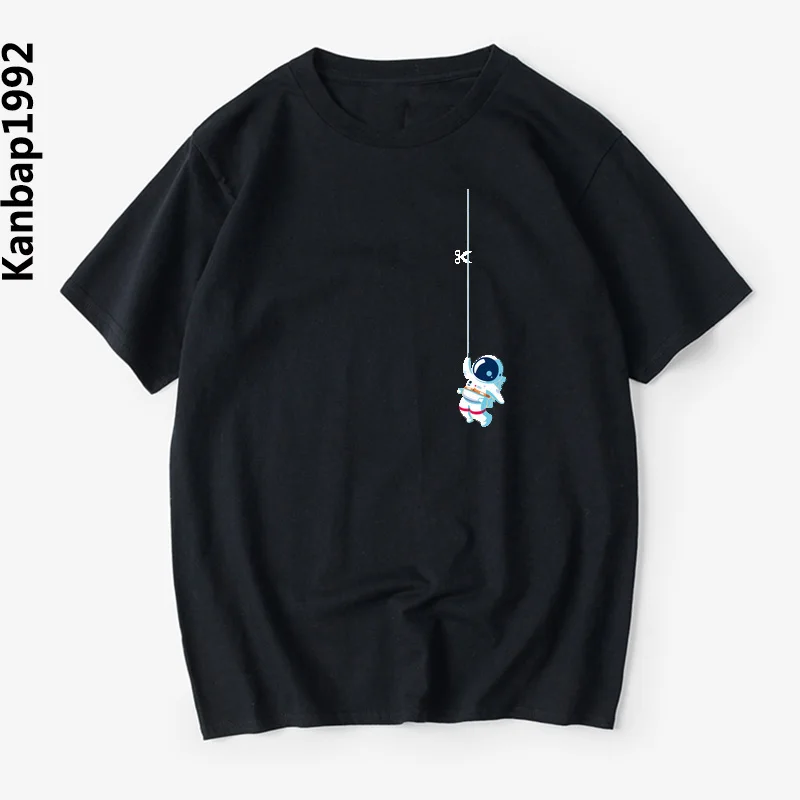 Мужская футболка с принтом «Луна» забавная Мужская и женская астронавт в космосе футболка хлопковая Повседневная терморубашка Мужская модная футболка с коротким рукавом
