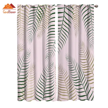 

Tropical Plant With Pink Background Window Curtains Living Room Outdoor Fabric Drapes Curtain Home Decor