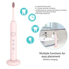 Электрическая зубная щетка звуковая волна перезаряжаемая высокое качество смарт-чип зубная щетка сменная отбеливающая здоровая лучшая Gif