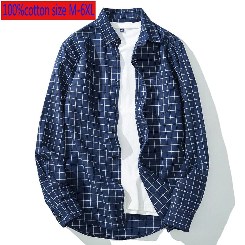 New Arrival Large Plaid Men Loose Long Sleeve Autumn Winter Cotton Handsome Casual Flannel Casual Shirts Plus Size S-5XL6XL