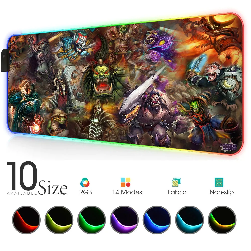 

Slipmat Rgb Rug Hearthstone Unique Led Mouse Pad RGB Cool Play Mat with Backlight Desk Accessories Gaming Mat Gloway Deco Gaming