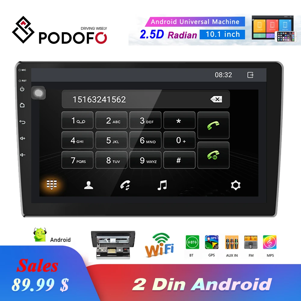 Podofo 2 Din Auto Radio 101 Zoll HD Auto MP5 Multimedia Player Android 8.1 Auto Stereo Gps Navigati