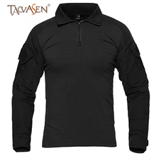 TACVASEN Треккинговая футболка хлопок военная футболка для охоты анти-усадочная армейская тактическая рубашка с длинным рукавом Мужская Уличная походная футболка