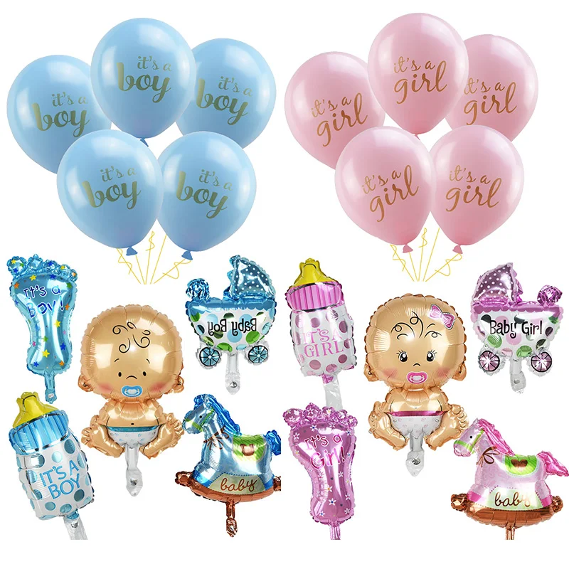 15Pcs/set It is A Boy Girl Foil Latex Balloons Kid Baby Shower Favor Air Globe Toys Birthday Party Decoration Supplies