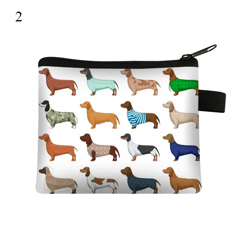 Dog Printed Coin Purses Zipper Card Holder Clutch Cute Pet Animal Wallet Storage Pouch Ladies Key Pouch Mini Money Bag
