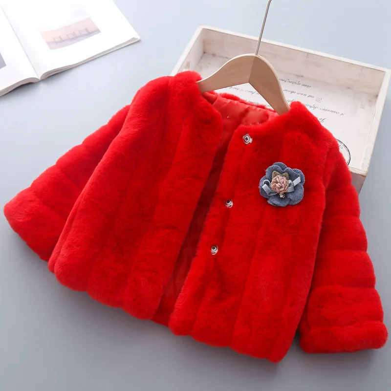 Babyinstar пальто с мехом Fuax детская зимняя куртка из смешанной шерсти детские плащи для девочек, одежда Детские куртки с цветочным рисунком для девочек