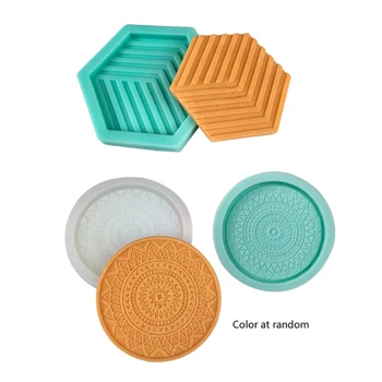 

DIY Round Coaster Silicone Molds Tea Mat Coaster Molds for Resin Casting Mold Q0KE