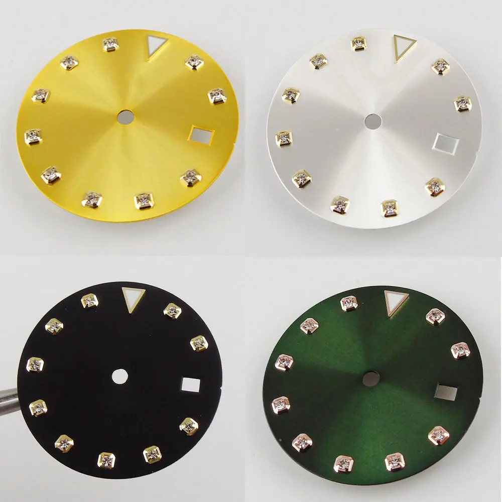 

BLIGER Automatic Yellow Dold Green 29mm Watch Dial for MIYOTA 8215 MINGZHU 2813 Date Display