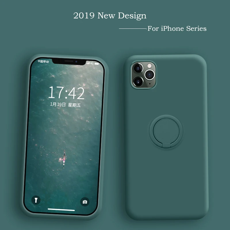 Жидкий силиконовый Оригинальный чехол для iPhone 11 Pro Max автомобильный держатель Apple