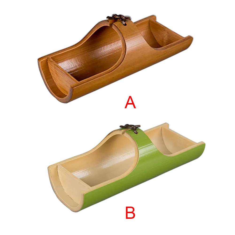 Boat Shape Tray Food Container Dessert Fruit Plate Table Storage Basket Natural Bamboo Home Sundries Holder Tea Garden